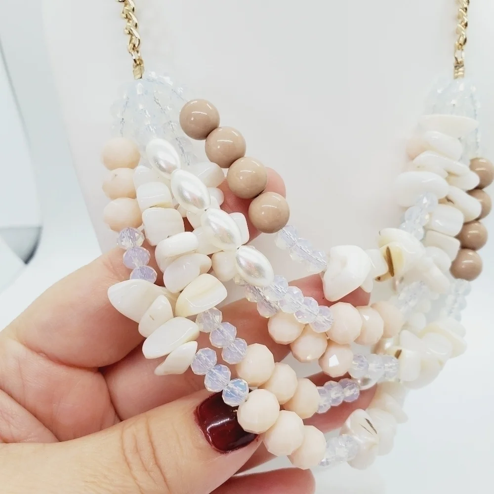 Romeo & Juliet couture Fashion necklace stones gold chain‎ Beach Vacation Summer